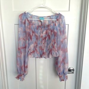 Watercolor smocked blouse NWT